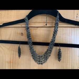 Black necklace and 2 prs earrings